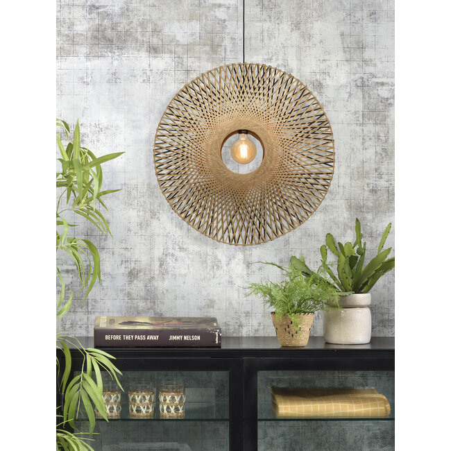 Good&Mojo Hanglamp Kalimantan verticaal Ø 87 zwart naturel L
