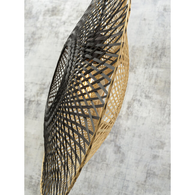 Good&Mojo Hanglamp Kalimantan verticaal Ø 87 zwart naturel L