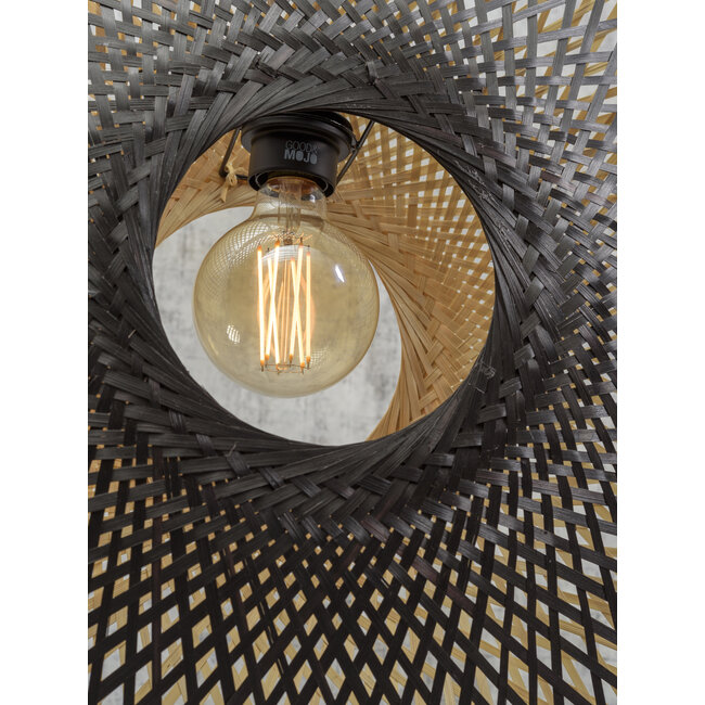 Good&Mojo Hanglamp Kalimantan verticaal Ø 87 zwart naturel L