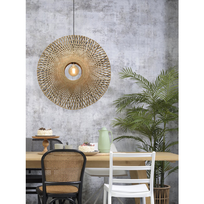 Good&Mojo Hanglamp Kalimantan verticaal Ø 87 zwart naturel L