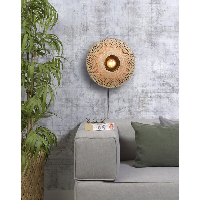 Good&Mojo Wandlamp Kalimantan bamboe plat Ø44 S