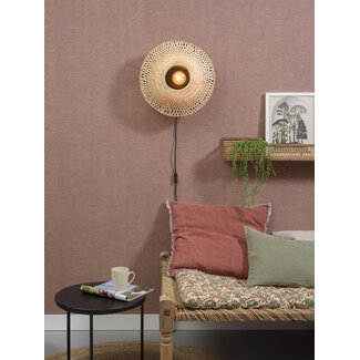 Good&Mojo Wandlamp Kalimantan bamboe plat Ø44 S