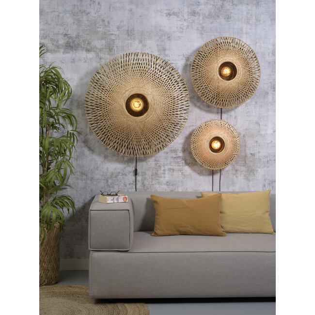 Good&Mojo Wandlamp Kalimantan bamboe plat Ø44 S
