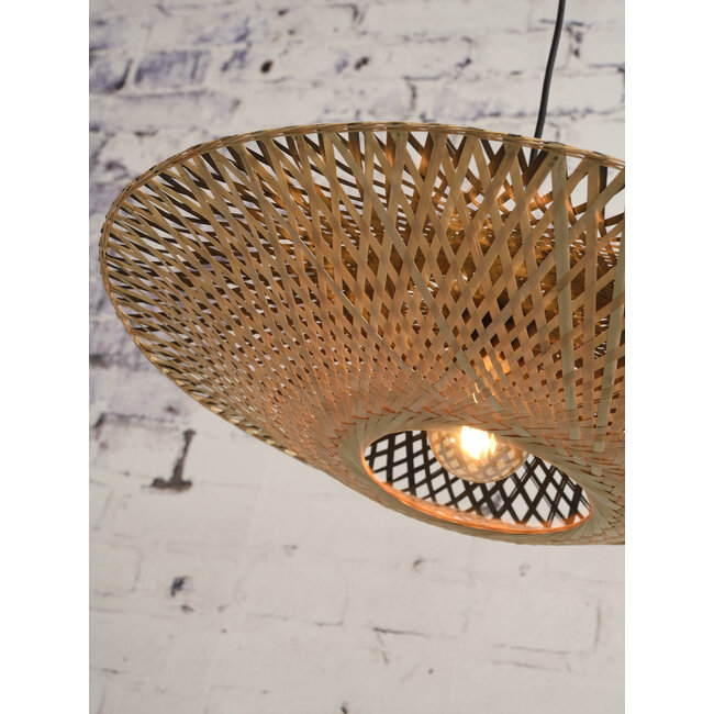 Good&Mojo Wandlamp Kalimantan bamboe naturel Ø44 zwart naturel S