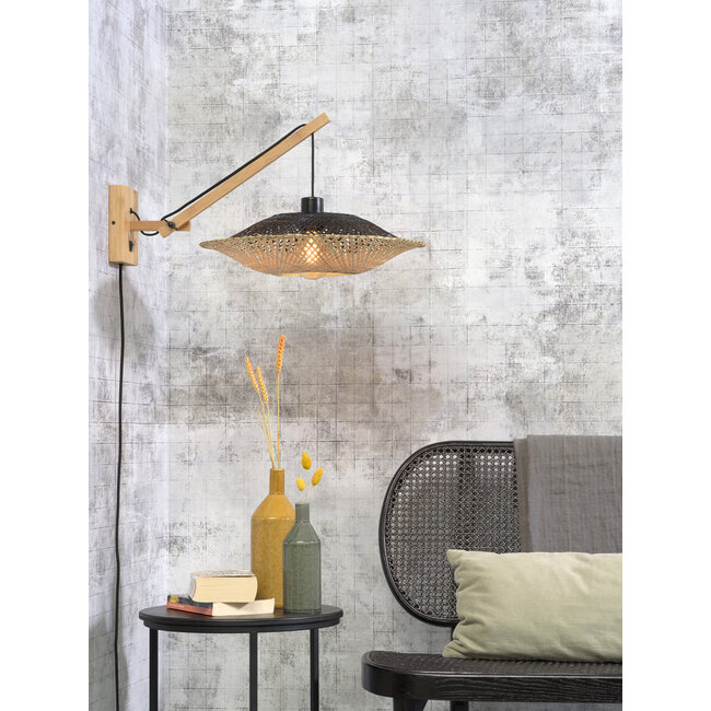 Good&Mojo Wandlamp Kalimantan bamboe naturel Ø44 zwart naturel S