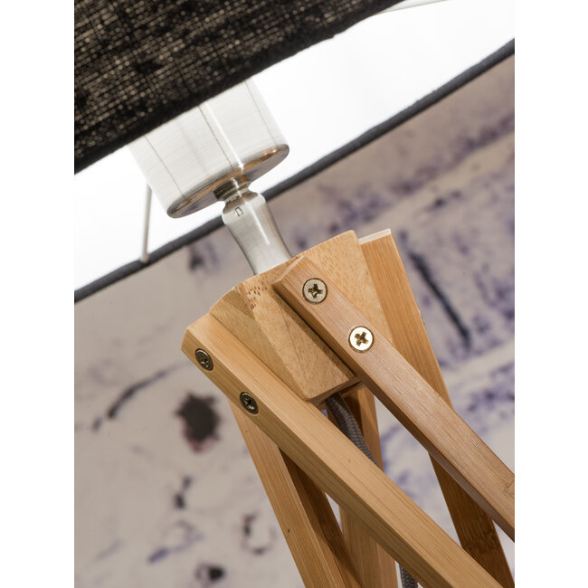 Good&Mojo Vloerlamp bamboe 5-poot Kilimanjaro h.160cm/kap 60x30cm eco linnen donkergrijs