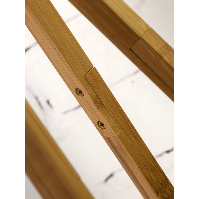 Good&Mojo Vloerlamp bamboe 5-poot Kilimanjaro h.160cm/kap 60x30cm eco linnen donker