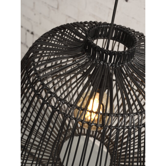 Good&Mojo Hanglamp Madagascar rotan dia.60xh.50cm zwart