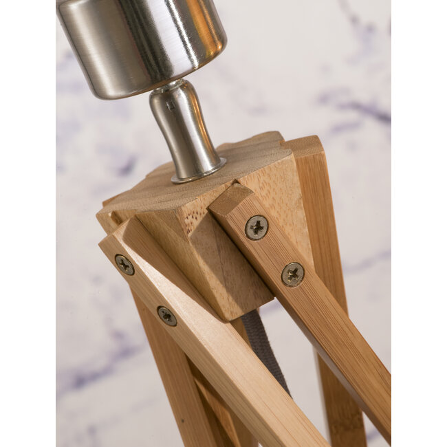 Good&Mojo Tafellamp bamboe 5-poot Kilimanjaro h.59cm/kap 32x20cm eco linnen blue denim