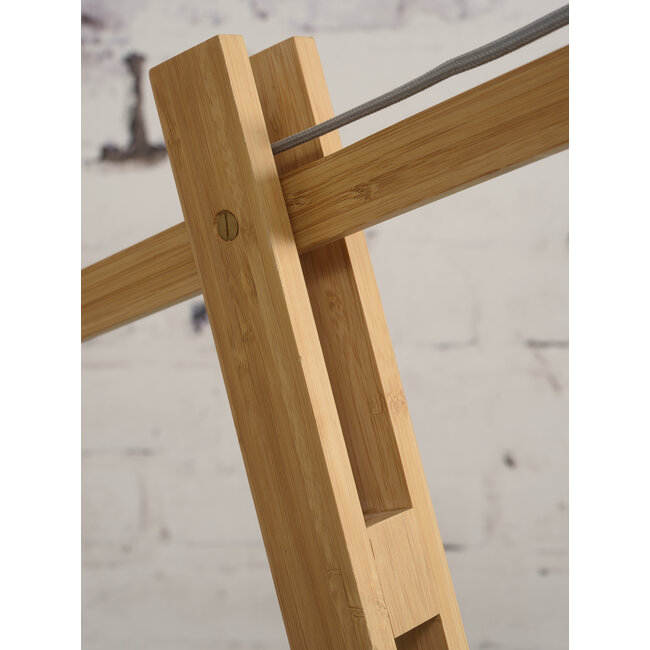 Good&Mojo Vloerlamp Montblanc bamboe kap 47x23cm  eco linnen donkergrijs