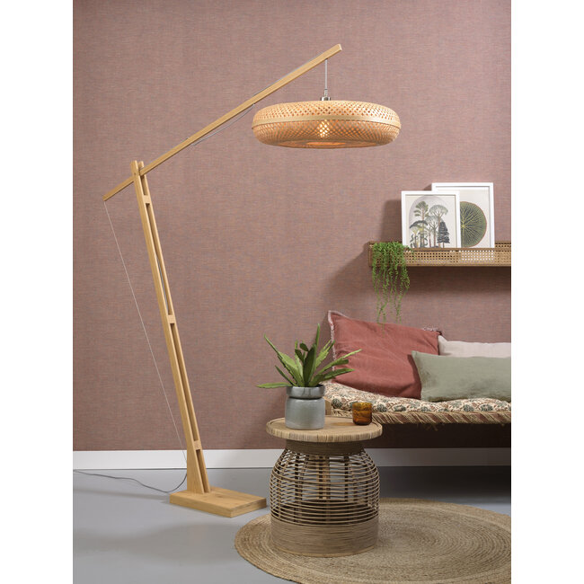 Good&Mojo Vloerlamp Palawan bamboe 207cm kap Ø60 naturel naturel