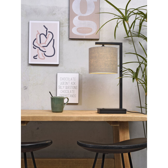 it's about RoMi Tafellamp ijzer/zwart Boston donker linnen