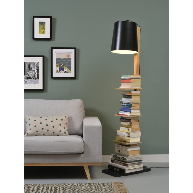 it's about RoMi Vloerlamp ijzer/hout Cambridge voor boeken naturel/ zwart