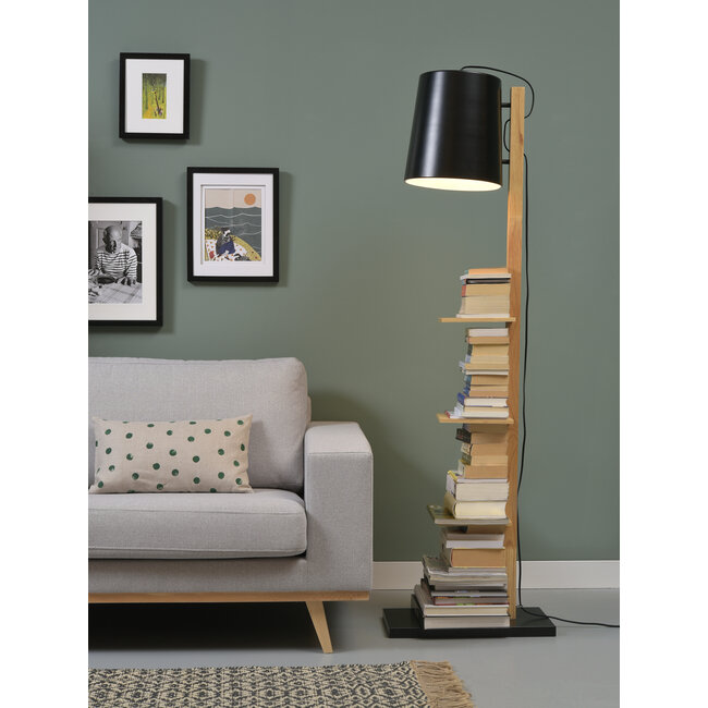 it's about RoMi Vloerlamp ijzer/hout Cambridge voor boeken naturel/ zwart