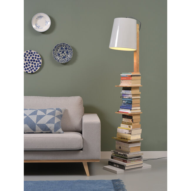it's about RoMi Vloerlamp ijzer/hout Cambridge voor boeken naturel/ wit