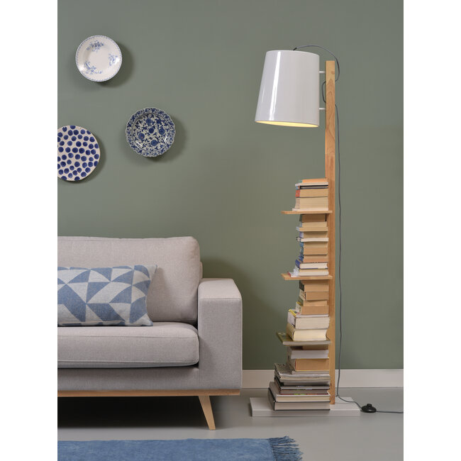 it's about RoMi Vloerlamp ijzer/hout Cambridge voor boeken naturel/ wit