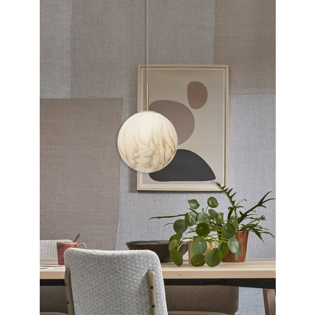 it's about RoMi Hanglamp glas/ijzer Carrara bol wit marmerprint/goud L