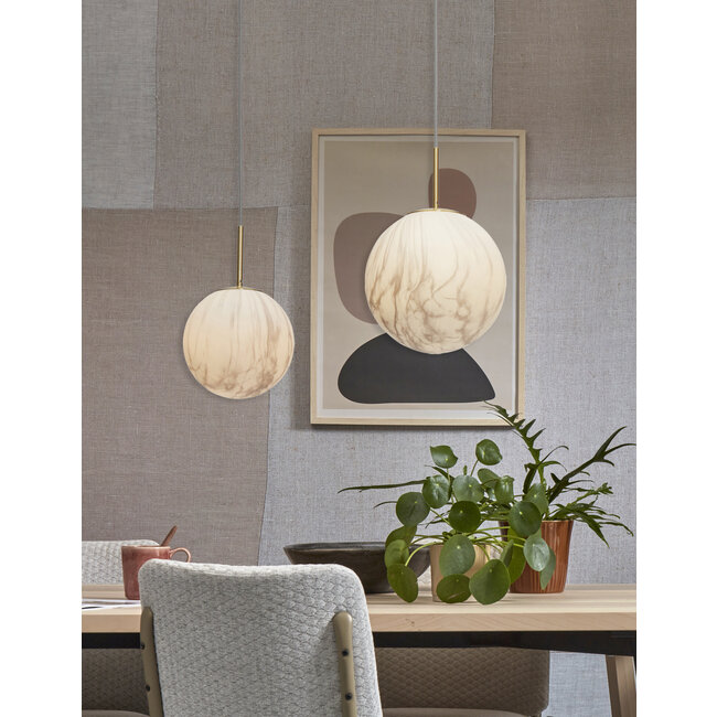 it's about RoMi Hanglamp glas/ijzer Carrara bol wit marmerprint/goud L