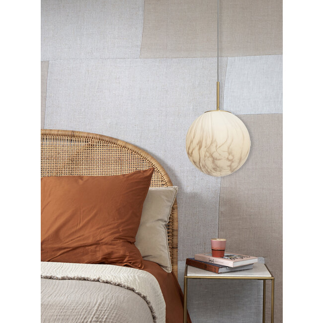 it's about RoMi Hanglamp glas/ijzer Carrara bol wit marmerprint/goud L