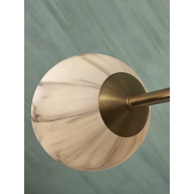 it's about RoMi Hanglamp glas/ijzer Carrara 3-arm met 6 bollen wit marmerprint/goud