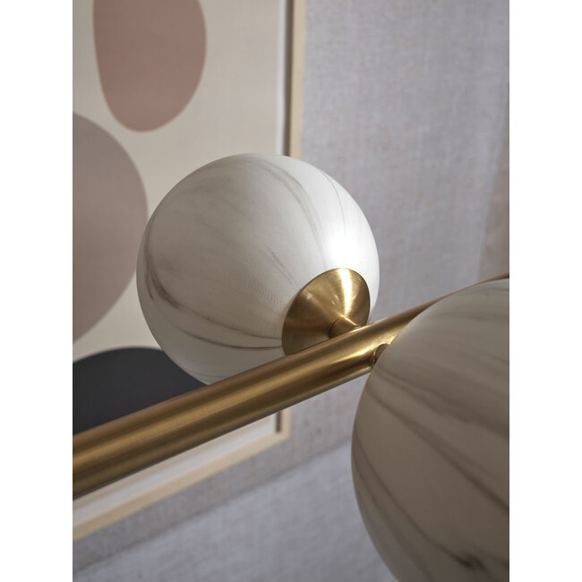 it's about RoMi Hanglamp glas/ijzer Carrara 6-bollen wit marmerprint/goud