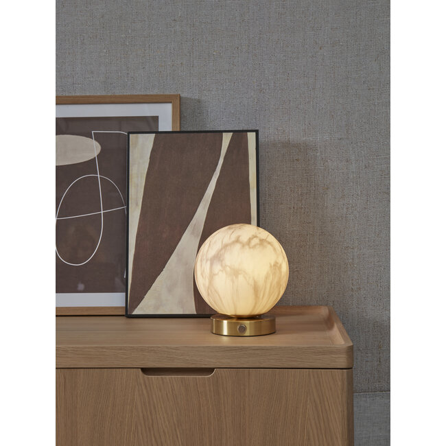 it's about RoMi Tafellamp glas/ijzer Carrara bol wit marmerprint/goud