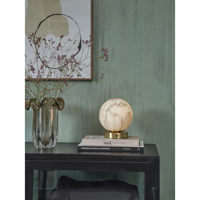 it's about RoMi Tafellamp glas/ijzer Carrara bol wit marmerprint/goud
