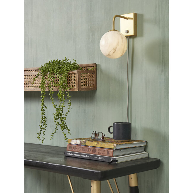 it's about RoMi Wandlamp glas/ijzer Carrara bol wit marmerprint/goud