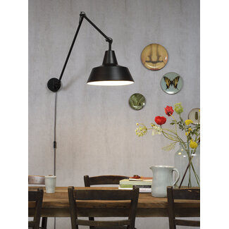 it's about RoMi Wandlamp ijzer Chicago h.80cm/l.60-130cm mat zwart