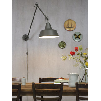 it's about RoMi Wandlamp ijzer Chicago h.80cm/l.60-130cm mat grijsgroen