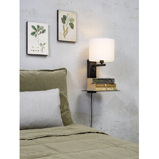 it's about RoMi Wandlamp ijzer Florence E14 met plank+usb incl. dimmer wit