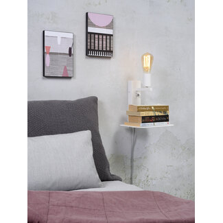 it's about RoMi Wandlamp ijzer Florence met plank+usb incl.dimmer wit