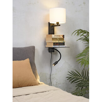 its about RoMi Wandlamp ijzer Florence plank+usb+leeslamp 15000hrs incl. dimmer wit