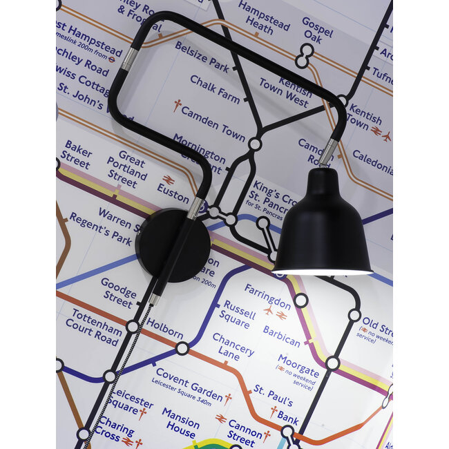 it's about RoMi Wandlamp ijzer London b.44xh.40cm/kap dia.16xh.16cm zwart