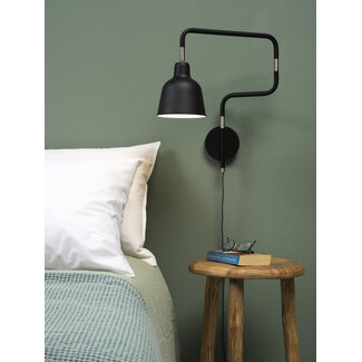 it's about RoMi Wandlamp ijzer London b.44xh.40cm/kap dia.16xh.16cm zwart