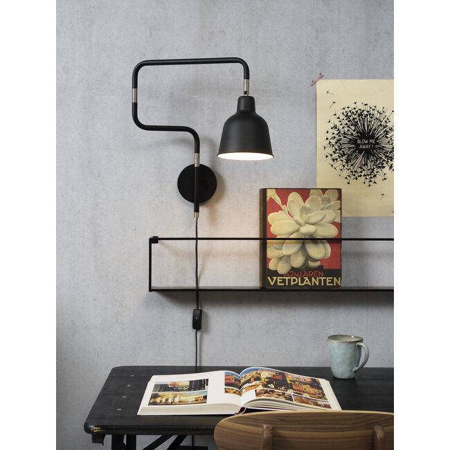 it's about RoMi Wandlamp ijzer London b.44xh.40cm/kap dia.16xh.16cm zwart