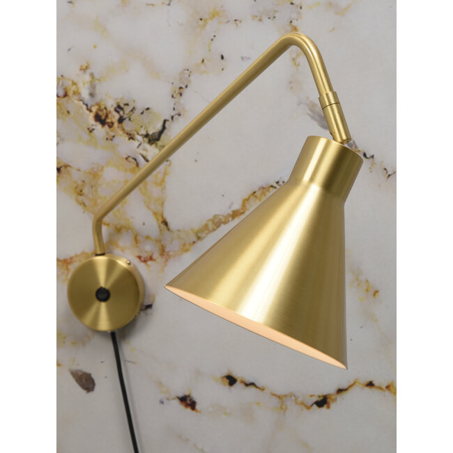 it's about RoMi Wandlamp ijzer Lyon b.70xh.28cm/kap.dia.16xh.17cm goud