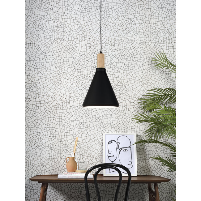 its about RoMi Hanglamp ijzer/hout Melbourne Ø25 x 38 zwart/naturel S