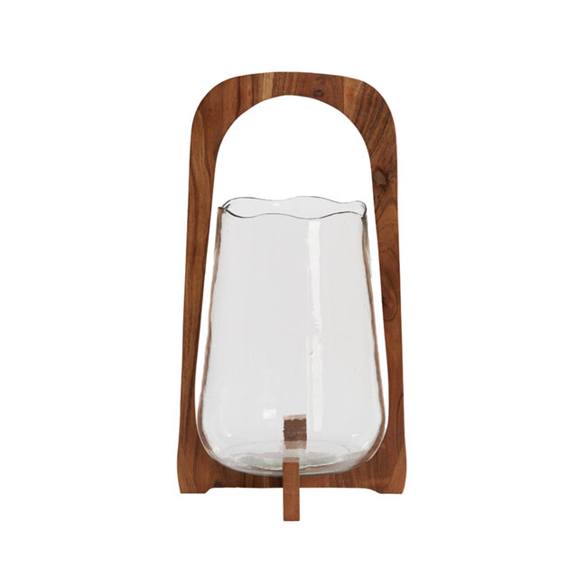 Light en Living Windlicht Ø26x48 cm ANOSY glas helder+hout naturel