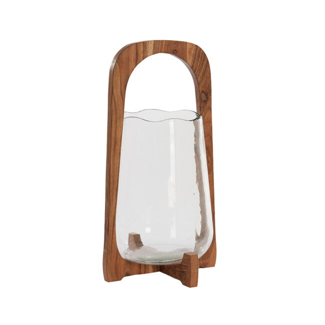 Light en Living Windlicht Ø26x48 cm ANOSY glas helder+hout naturel