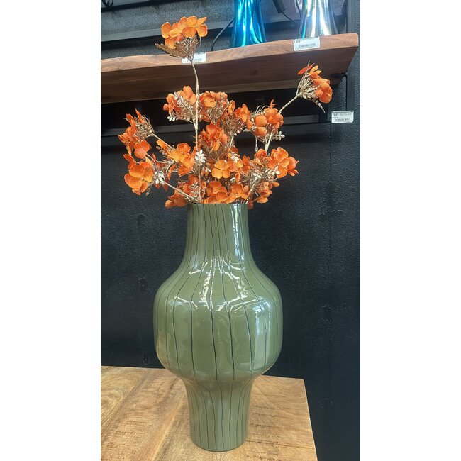 Light en Living Vaas deco Ø27x49 cm SINDO glanzend donker olijf groen+zwart