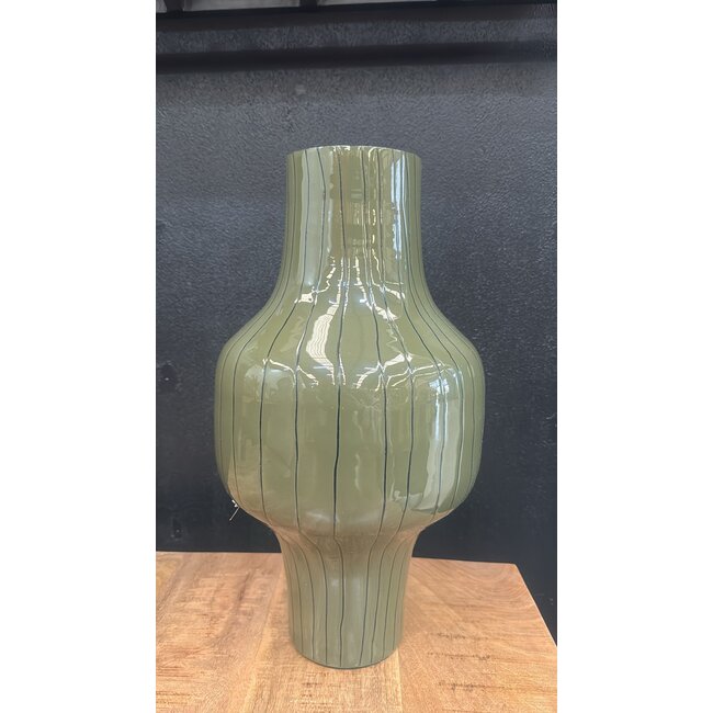 Light en Living Vaas deco Ø27x49 cm SINDO glanzend donker olijf groen+zwart