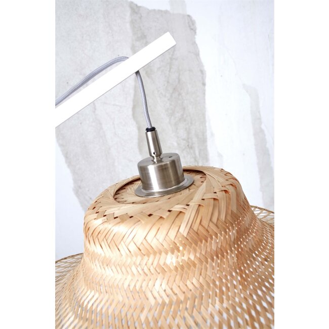Good&Mojo Vloerlamp Ibiza L white met naturel kap