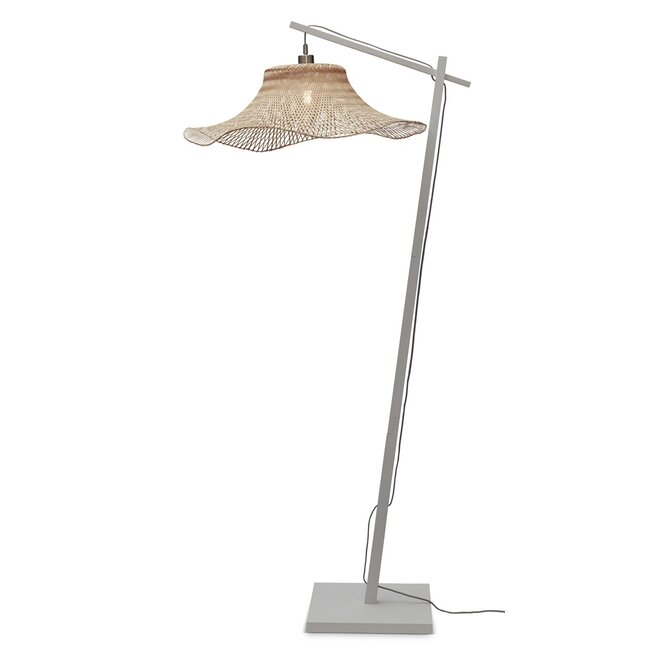 Good&Mojo Vloerlamp Ibiza L white met naturel kap