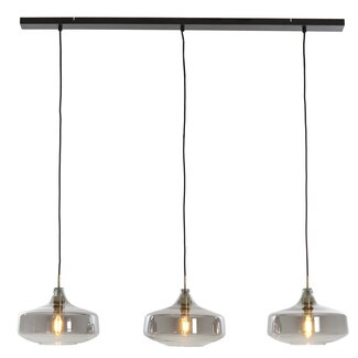 Light & Living Hanglamp 3L 120x30x21 cm SOLNA antiek brons+smoke glas