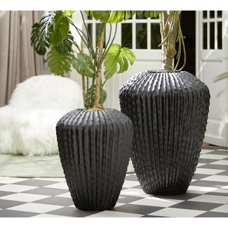 Light en Living Vaas deco Ø52x65 cm CACTI mat zwart Light en Living Vaas deco Ø52x65 cm CACTI mat zwart