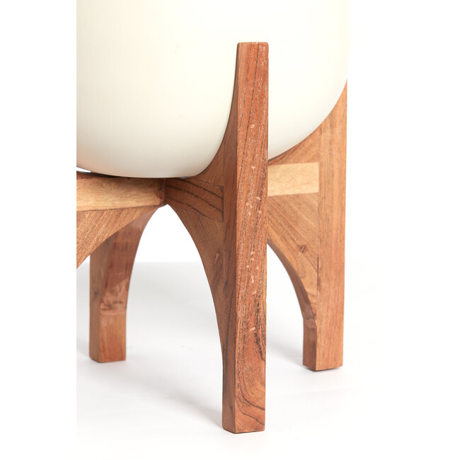 Light en Living Pot deco op voet Ø59x82 cm KARUNA hout+mat crème