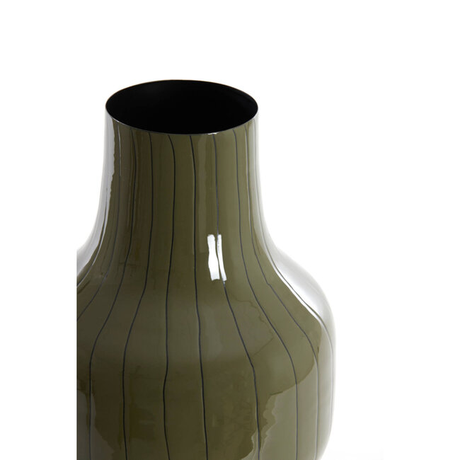 Light en Living Vaas deco Ø27x49 cm SINDO glanzend donker olijf groen+zwart