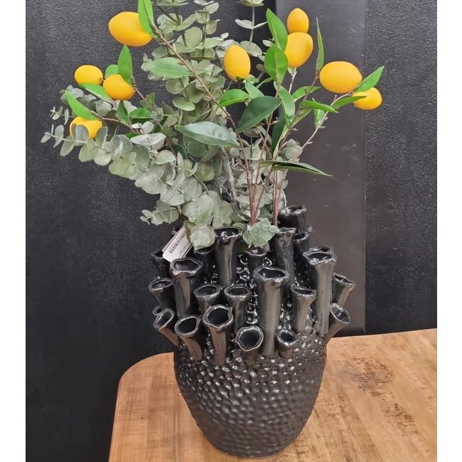 Light en Living Vaas deco Ø29x33 cm KYRAL keramiek mat zwart-glans zwart