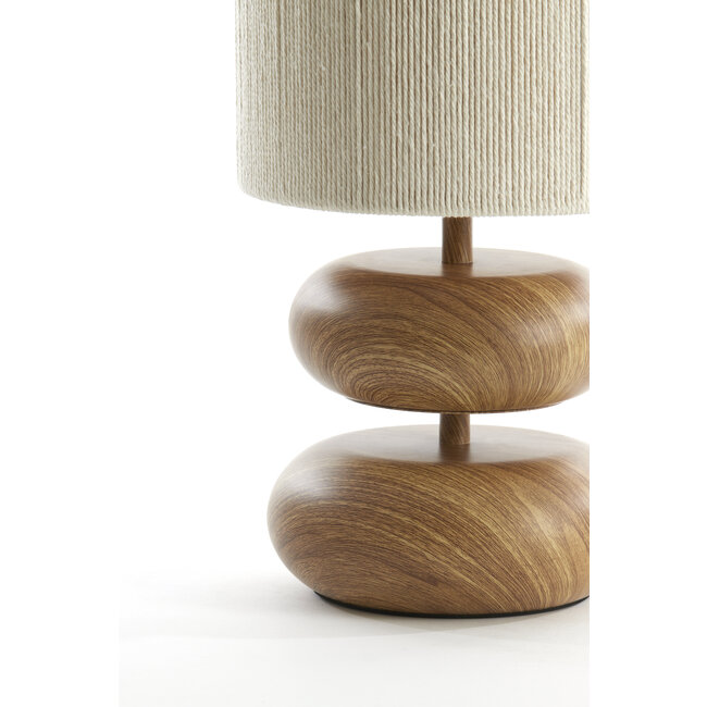Light en Living Tafellamp Ø22x50,5 cm DANIALO hout print naturel+touw crème
